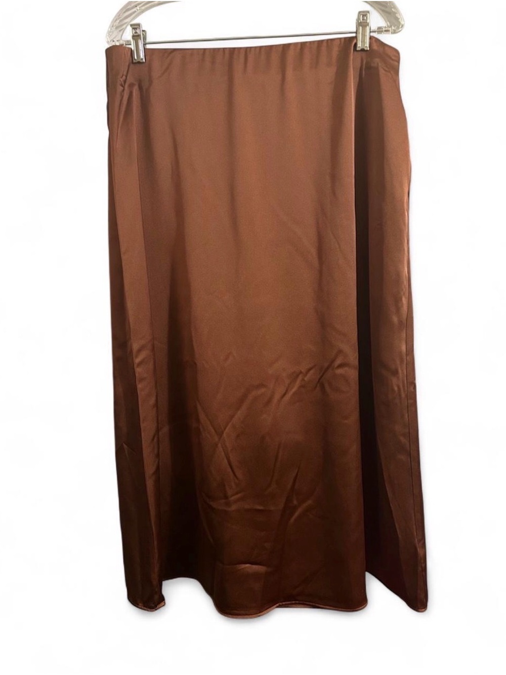 Brown Satin Maxi Skirt - Women